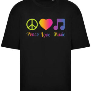 unisex black peace love music tshirt