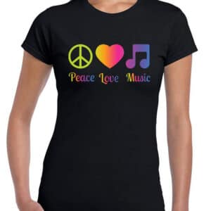 womens black peace love tshirt