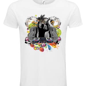 mens dj graphic t shirt in white