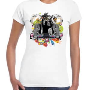 womens dj graphic tee white