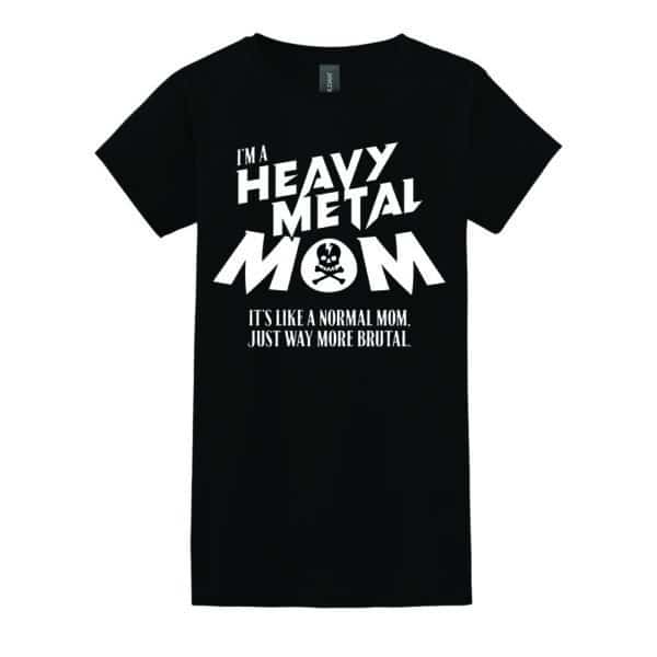 womens heavy metal slogan tee black