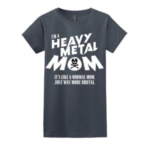 womens heavy metal slogan tee charcoal