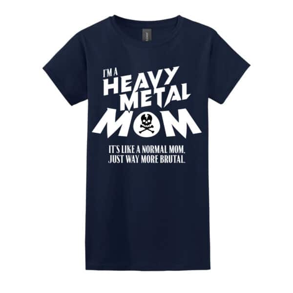 womens heavy metal slogan tee navy