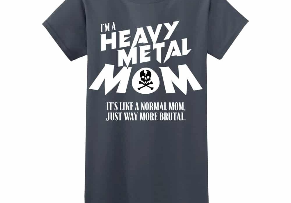 womens heavy metal slogan tee charcoal