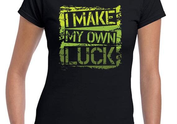 womens graphic t-shirt in black make my own luck